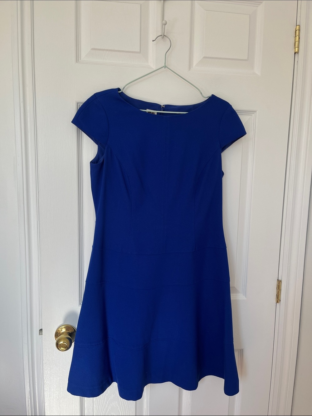 SUMMER SALE- Anne Klein Cobalt Blue Cap-Sleeve Fit-and-Flare Dress